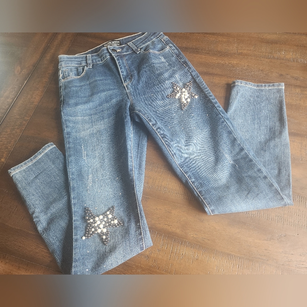 Frank Lyman Studded Star Dark Blue Women's Jeans Small